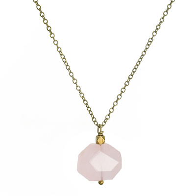 Rose Quartz Hexagonal Stone Necklace