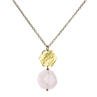 Rose Quartz Hammered Hexagonal Necklace