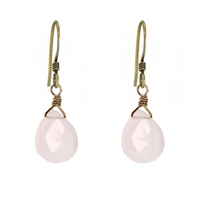 Simple Rose Quartz Drop Earrings