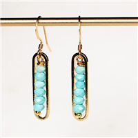 Gold Filled Drop  â€œPeapodâ€ Earrings- Turquoise