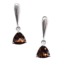 Sterling Silver Post Dangle Earrings- Smoky Quartz