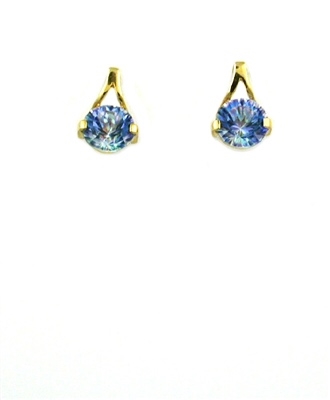 14k Gold Post Earrings-  Peacock Topaz