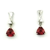 Sterling Silver Post Dangle Earrings- Lab-Created Ruby & CZs