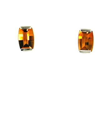 14k White Gold Post Earrings--Citrine