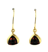 14k Gold Dangle Earrings- Garnet
