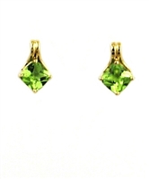 14k Gold Post Earrings- Peridot