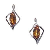 14k White Gold Post Earrings- Citrine