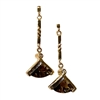 14k Gold Post Dangle Earrings-Smoky Quartz