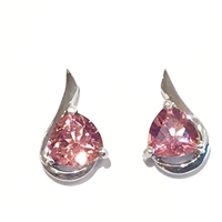 Sterling Silver Post Earrings- Pink Tourmaline