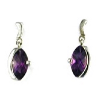 Sterling Silver Post Dangle Earrings- Amethyst