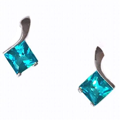 Sterling Silver Post Earrings- Pariaba Topaz