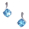 Sterling Silver Post Earrings- Blue Topaz