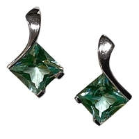 Sterling Silver Post Earrings- Green Spinel