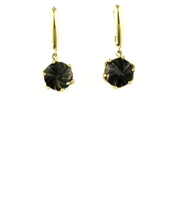 14k Gold Leverback Earrings-Smoky Quartz