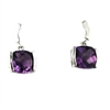 Sterling Silver Post Dangle Earrings- Amethyst