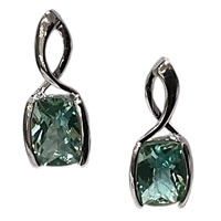 Sterling Silver Post Earrings- Green Spinel