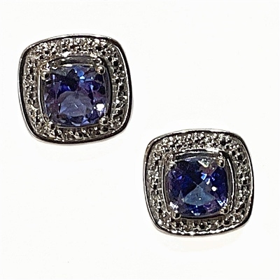 18k White Tanzanite & Diamond Earrings