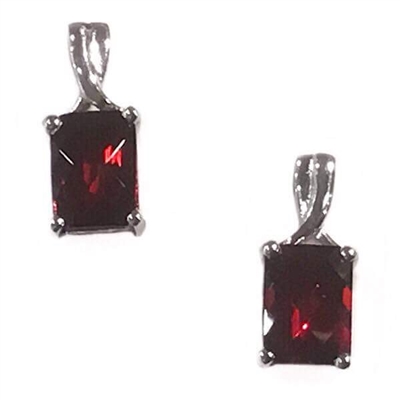 Sterling Silver Post Earrings- Garnet