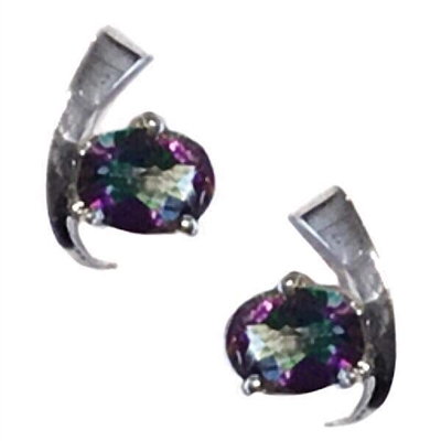 Sterling Silver Post Earrings- Mystic (Rainbow) Topaz