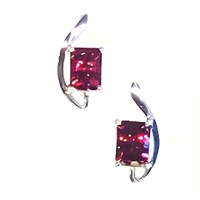 Sterling Silver Post Earrings- Garnet