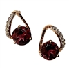 14k Rose Gold Post Earrings- Rhodolite Garnet & Diamonds
