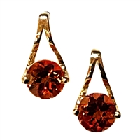 14k Gold Post Earrings- Lab Created Orange Sapphire