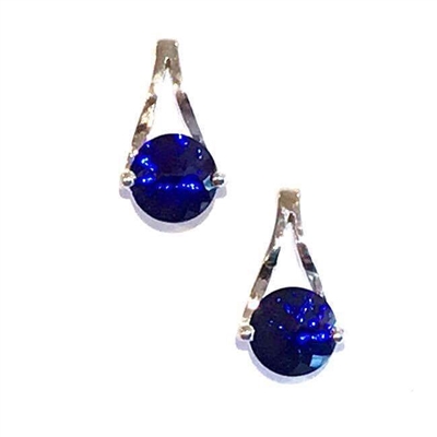 Sterling Silver Post Earrings- Lab Created Sapphire