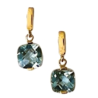 14k Gold Post Dangle Earrings-  Aquamarine