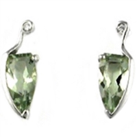 Sterling Silver Post Earrings- Green Amethyst