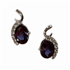 14k White Gold Post Earrings- Lab Created Alexandrite & Diamonds