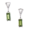 Sterling Silver Post Earrings- Peridot & Diamonds