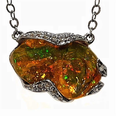 14k White Gold Ethiopian Opal Necklace