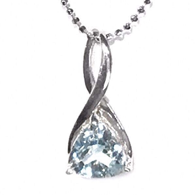 Sterling Silver Pendant- Aquamarine- March Birthstone