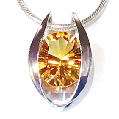 Sterling Silver Pendant/Slide-  Citrine