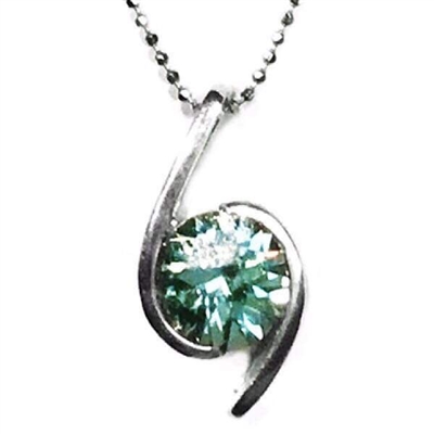 Sterling Silver Pendant/Slide- Lab Created Green Spinel