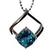 Sterling Silver Pendant/Slide- Blue Topaz