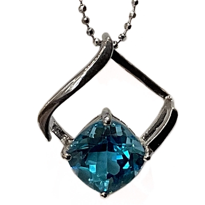 Sterling Silver Pendant/Slide- Blue Topaz