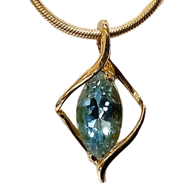 14k Gold Pendant-  Aquamarine