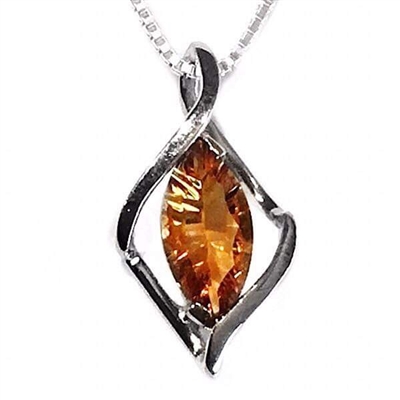 14k White Gold Pendant- Citrine