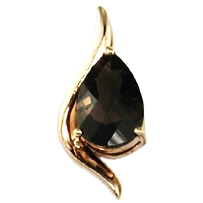 14k Rose Gold Pendant/Slide- Smoky Quartz