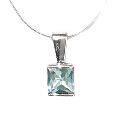 Sterling Silver Pendant- Aquamarine- March Birthstone