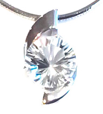 Sterling Silver Pendant/Slide- White Topaz