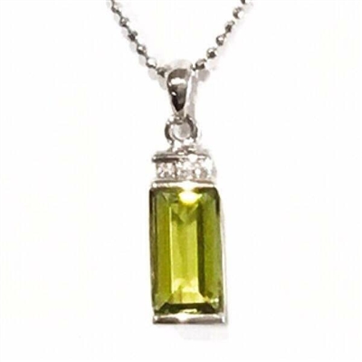 Sterling Silver Pendant/Slide- Peridot & Cubic Zirconia