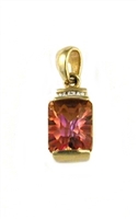 14k  Gold Pendant/Slide- Orange Topaz & Diamonds