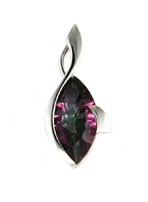 14k White Gold Pendant/Slide- Mystic Rainbow Topaz