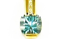 14k Gold Pendant/Slide- Lab Created Green Spinel & Diamonds
