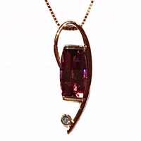 14k Rose & White Gold Pendant/Slide- Rhodolite Garnet & Diamond