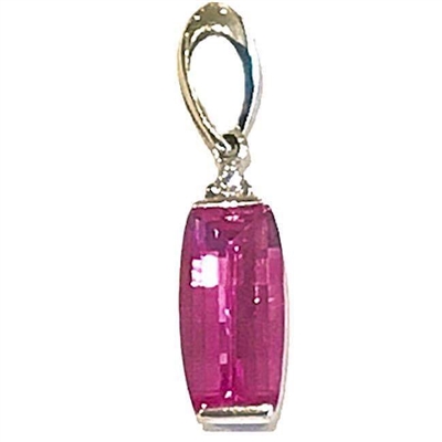 Sterling Silver Pendant/Slide- Lab Created Pink Sapphire & CZs