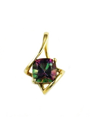 14k  Gold Pendant/Slide- Mystic Rainbow Topaz