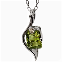 Sterling Silver Pendant- Peridot & Diamond